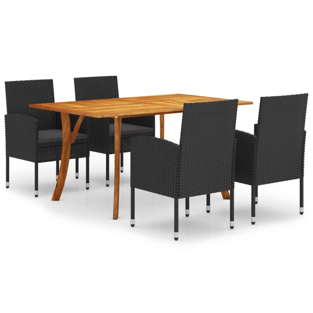 5 Piece Garden Dining Set Black