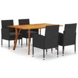 5 Piece Garden Dining Set Black