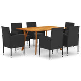 7 Piece Garden Dining Set Black - Front View