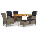 7 Piece Garden Dining Set Brown