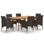7 Piece Garden Dining Set Brown