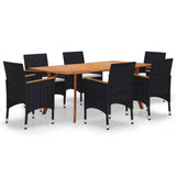 7 Piece Garden Dining Set Black
