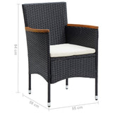 7 Piece Garden Dining Set Black
