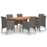 7 Piece Garden Dining Set Grey