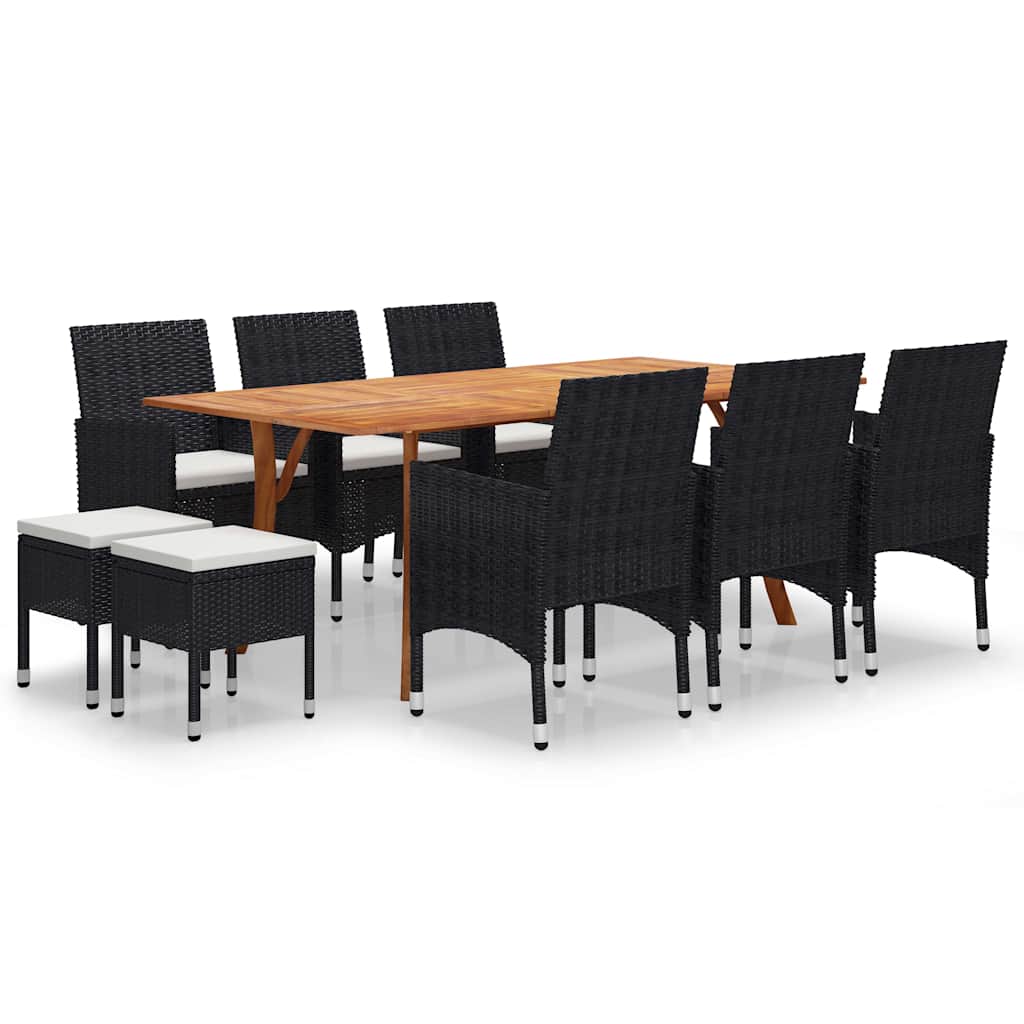 9 Piece Garden Dining Set Black
