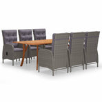 7 Piece Garden Dining Set Grey