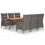 7 Piece Garden Dining Set Grey