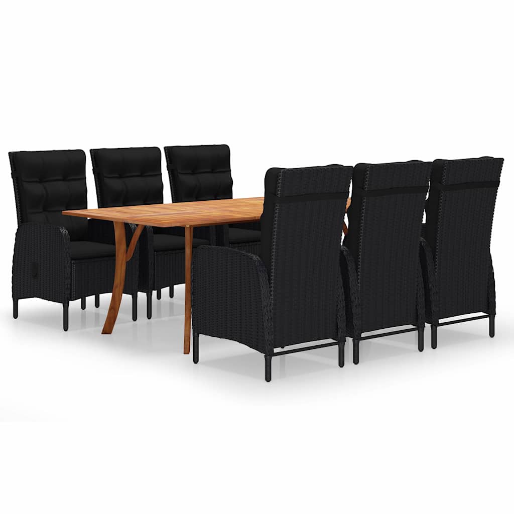 7 Piece Garden Dining Set Black