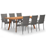 7 Piece Garden Dining Set Grey