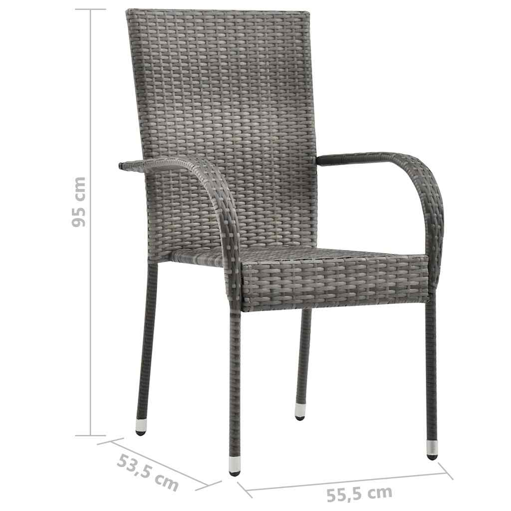 7 Piece Garden Dining Set Grey