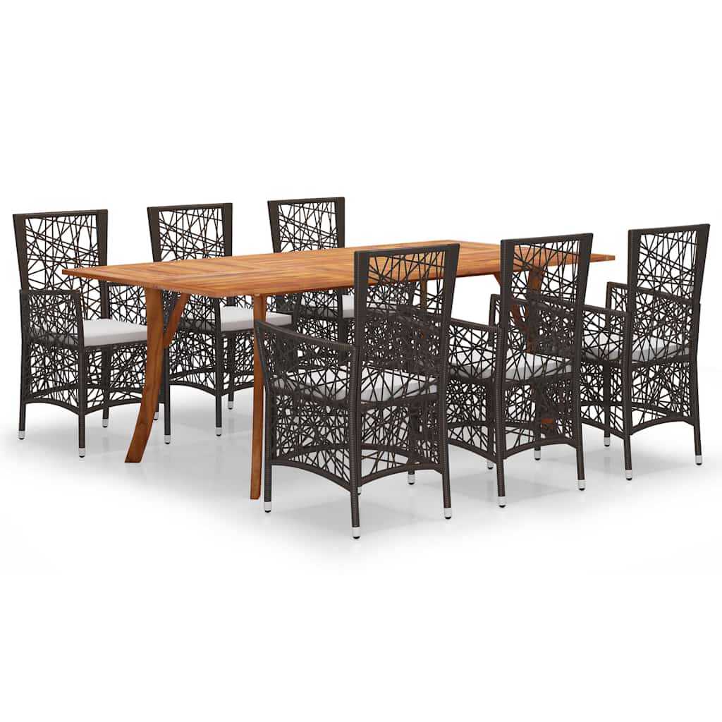 7 Piece Garden Dining Set Brown
