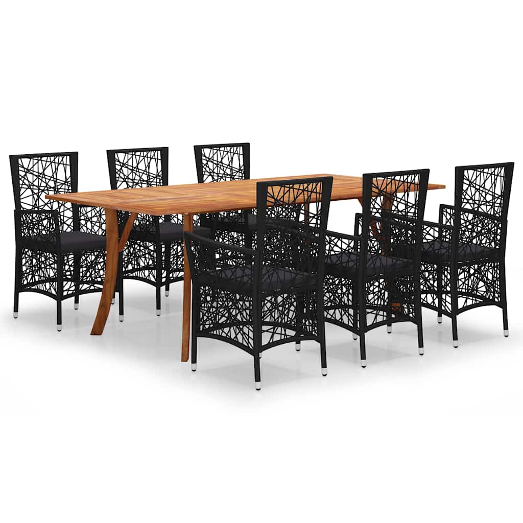 7 Piece Garden Dining Set Black