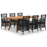 7 Piece Garden Dining Set Black