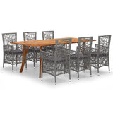 7 Piece Garden Dining Set Grey