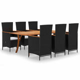 7 Piece Garden Dining Set Black