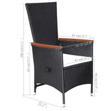 7 Piece Garden Dining Set Black