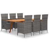 7 Piece Garden Dining Set Grey