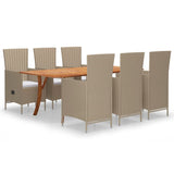 7 Piece Garden Dining Set Beige