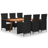 7 Piece Garden Dining Set Black