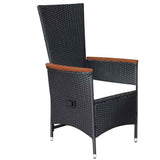 7 Piece Garden Dining Set Black