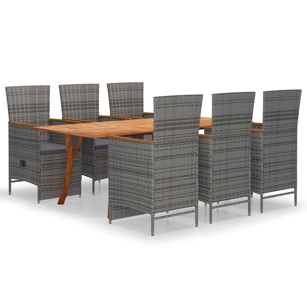 7 Piece Garden Dining Set Grey