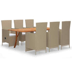 7 Piece Garden Dining Set Beige