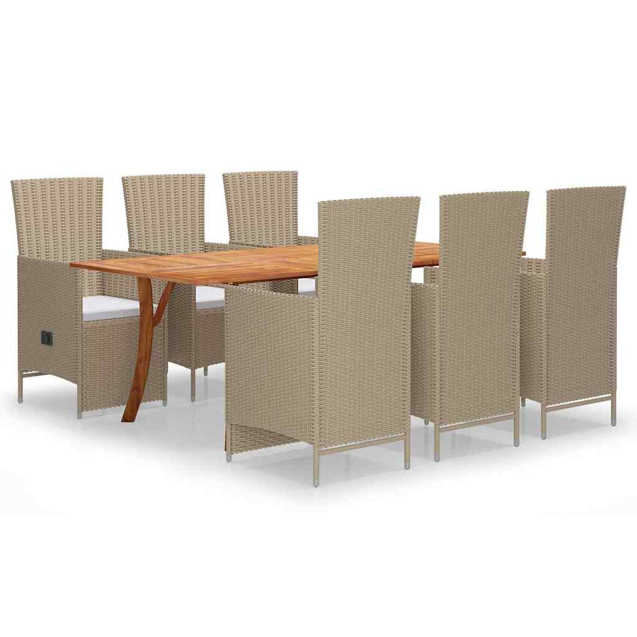 7 Piece Garden Dining Set Beige