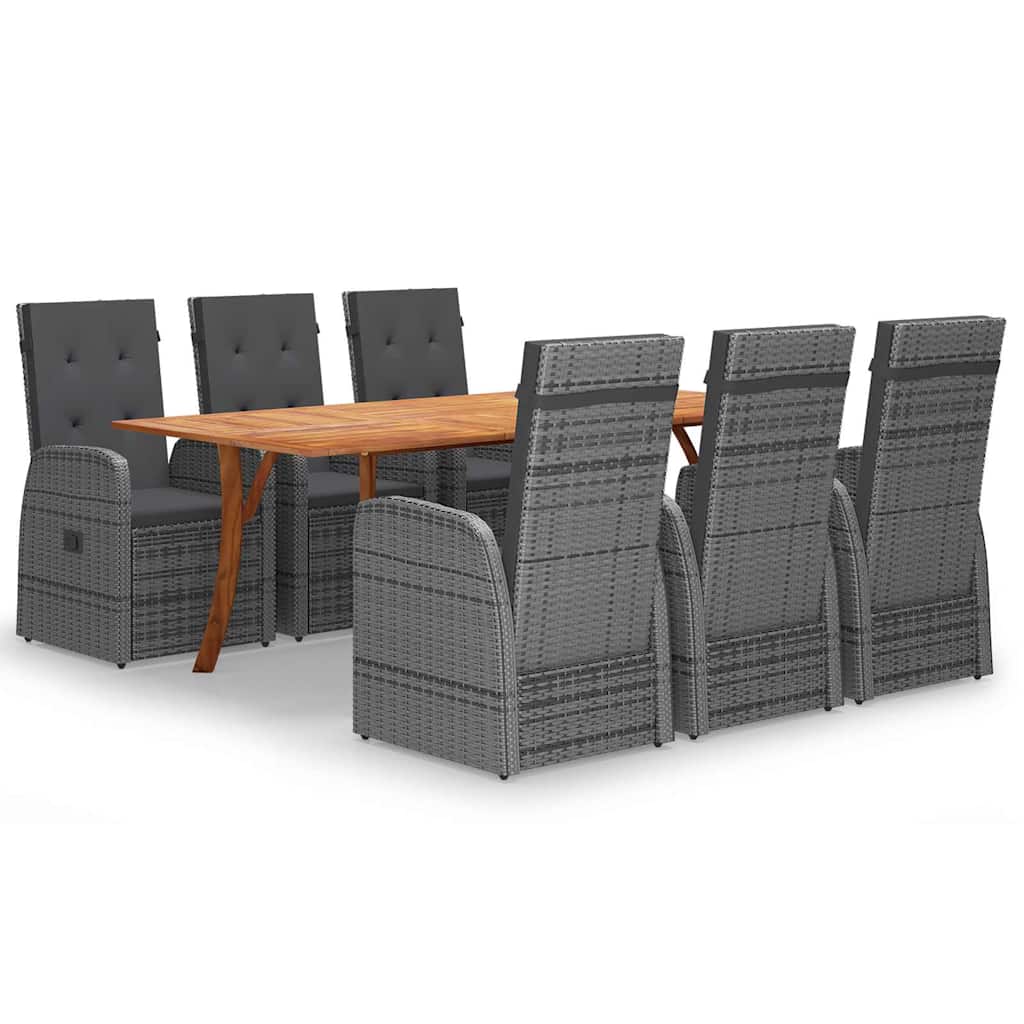 7 Piece Garden Dining Set Grey