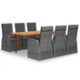 7 Piece Garden Dining Set Grey