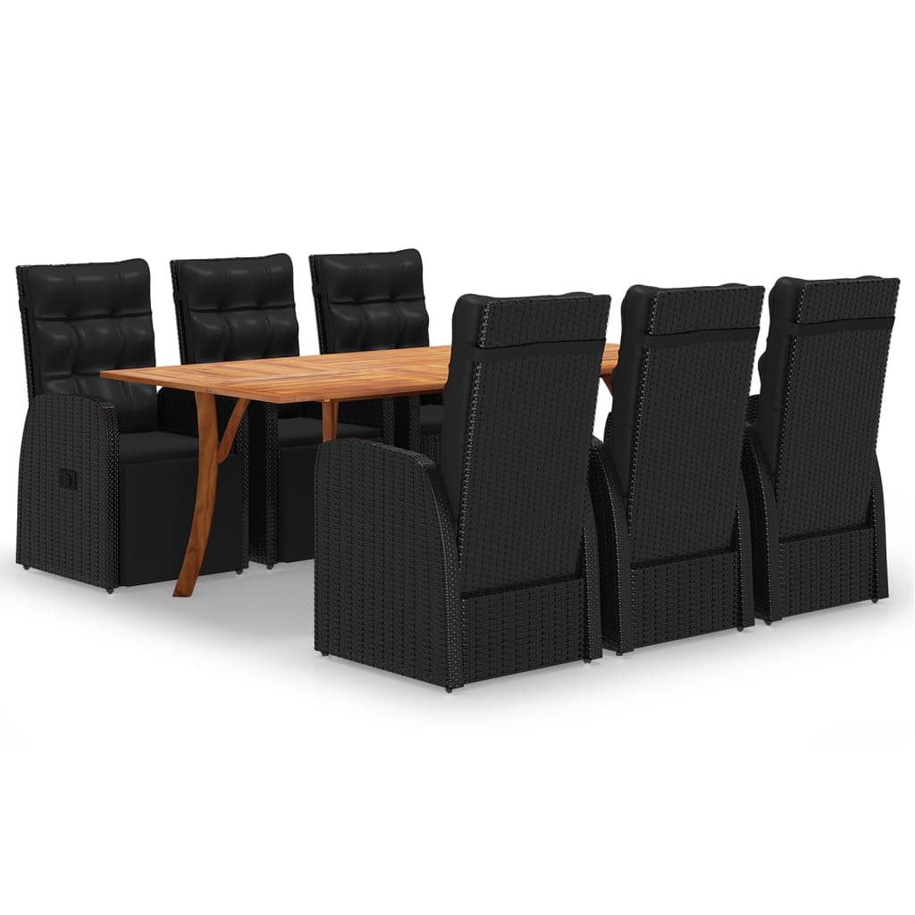 7 Piece Garden Dining Set Black