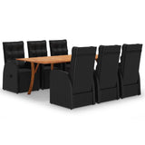 7 Piece Garden Dining Set Black