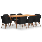 9 Piece Garden Dining Set Black