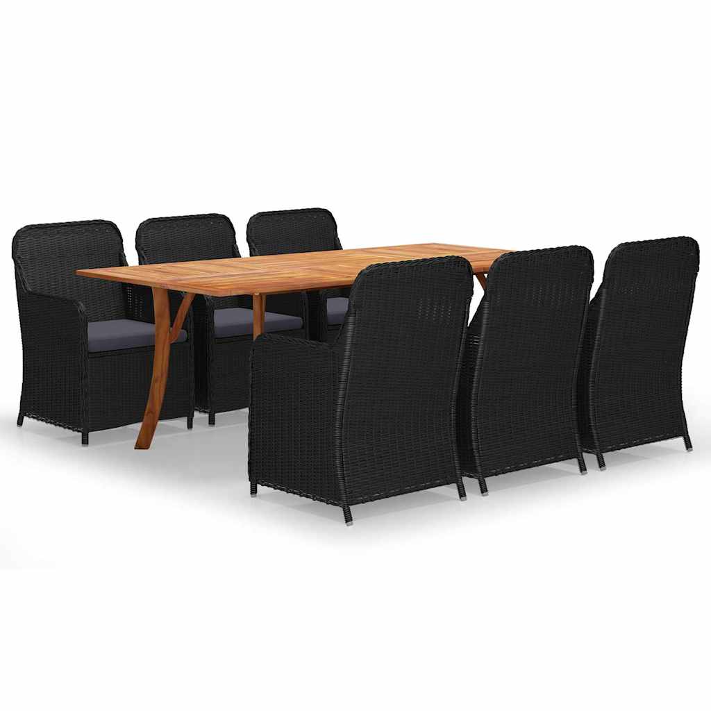7 Piece Garden Dining Set Black