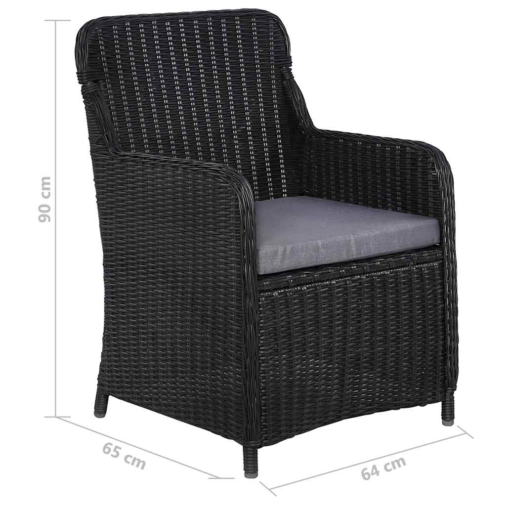 7 Piece Garden Dining Set Black