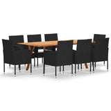 9 Piece Garden Dining Set Black