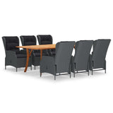 7 Piece Garden Dining Set Dark Grey