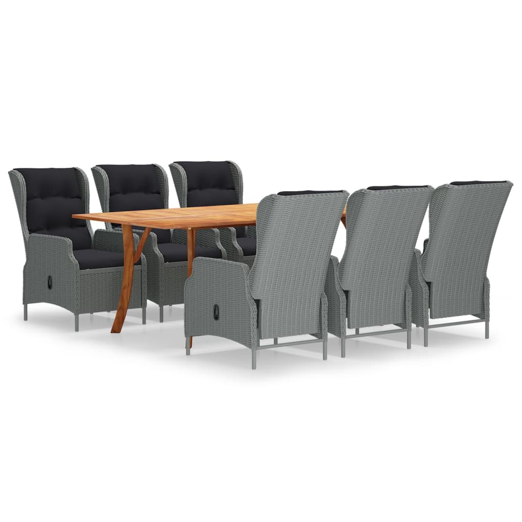7 Piece Garden Dining Set Light Grey