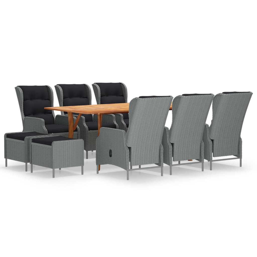 9 Piece Garden Dining Set Light Grey