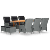 9 Piece Garden Dining Set Light Grey