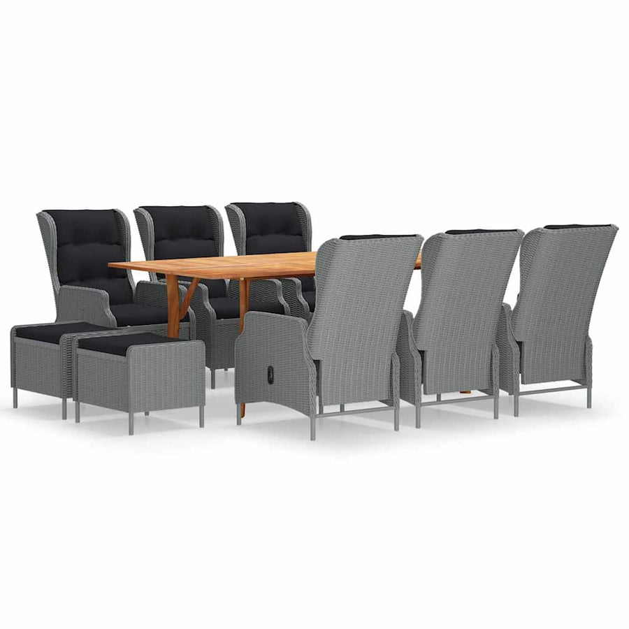 9 Piece Garden Dining Set Light Grey