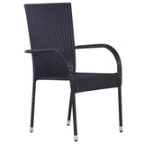 3 Piece Garden Dining Set Poly Rattan Black - Side View