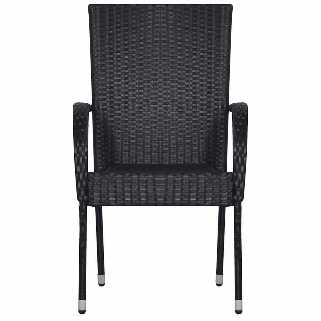 3 Piece Garden Dining Set Poly Rattan Black