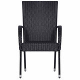 3 Piece Garden Dining Set Poly Rattan Black