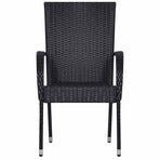 3 Piece Garden Dining Set Poly Rattan Black
