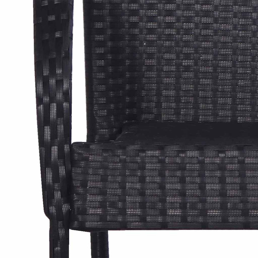 3 Piece Garden Dining Set Poly Rattan Black