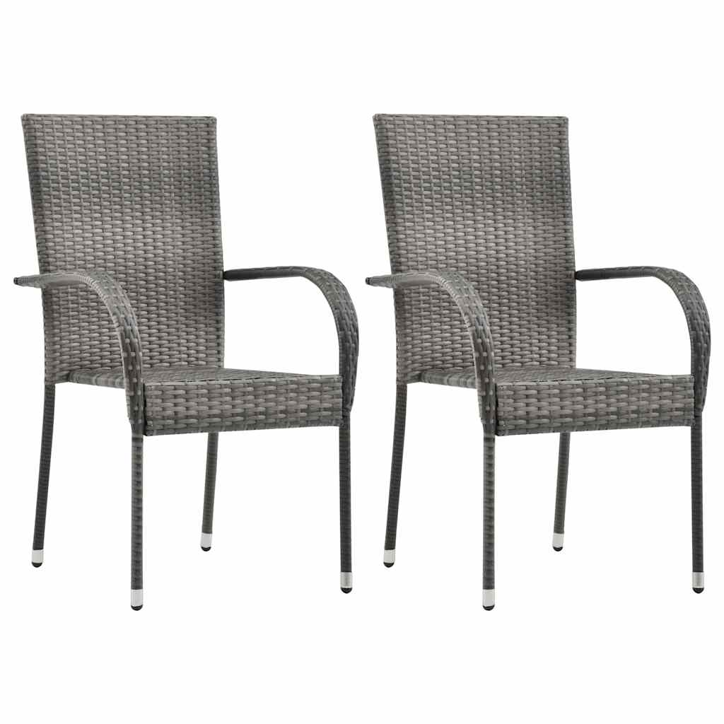3 Piece Garden Dining Set Poly Rattan Grey