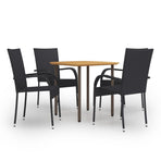 5 Piece Garden Dining Set Poly Rattan Black