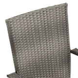 5 Piece Garden Dining Set Poly Rattan Grey - Low Angle