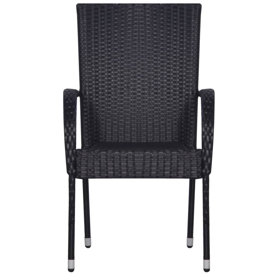 7 Piece Garden Dining Set Poly Rattan Black