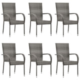 7 Piece Garden Dining Set Poly Rattan Grey